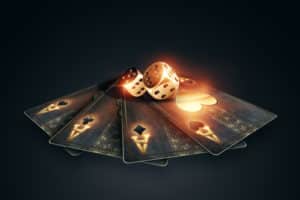 Creative,Poker,Template,,Background,Design,With,Golden,Playing,Cards,And